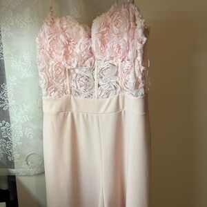 Elegant Pink Floral Strapless Dress